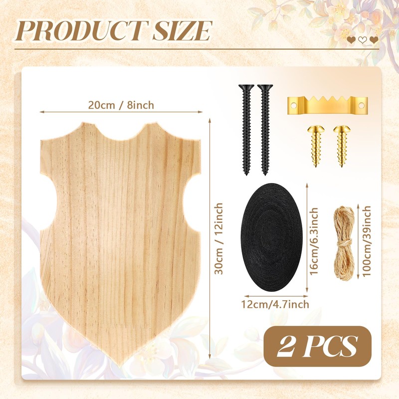 DoubleFill 2 Sets Wooden Deer Antler Mounting Kit Deer Mount