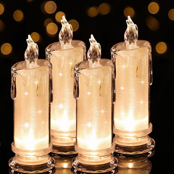 HAIDOLIANG 4PCS White LED Candles (D:2.5" x H:7"),Flameless Pillar Candle,Battery