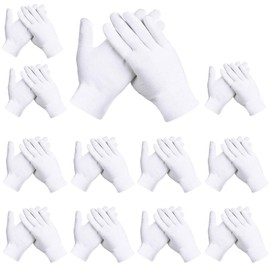 LAQWYNKB 12 Pairs of White Gloves - Comfortable and Reusable Cotton Gloves, Soft and Breathable Fabric Gloves, Perfect for Men - Versatile Use