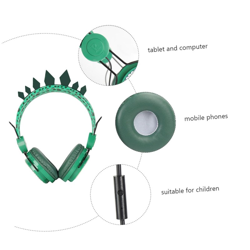 SHINEOFI Rhinestone Dinosaur Headset with Microphone Over Ear Headphones for