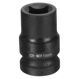 sourcing map 4 Point Square Socket 1/2" Drive 11mm Metric Square Impact Socket CR-MO Blackening Standard Wheel Sockets Pneumatic Socket Tool for Auto Repair Mechanical Maintenance Home Use