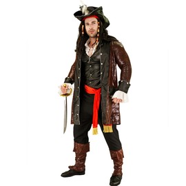 KalcyKizz Men's Deluxe Pirate Costume, Black,orange..