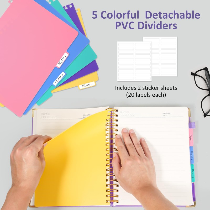 Hardcover Spiral Notebook Journal, 8"x10" Large B5 Notebooks with Removable