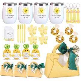 Qubccum 4 Sets Baby Shower Prizes for Game Player Baby Shower Winners Guest Gifts Cup Gift Bag Wedding Bridal Game Prizes (Yellow)