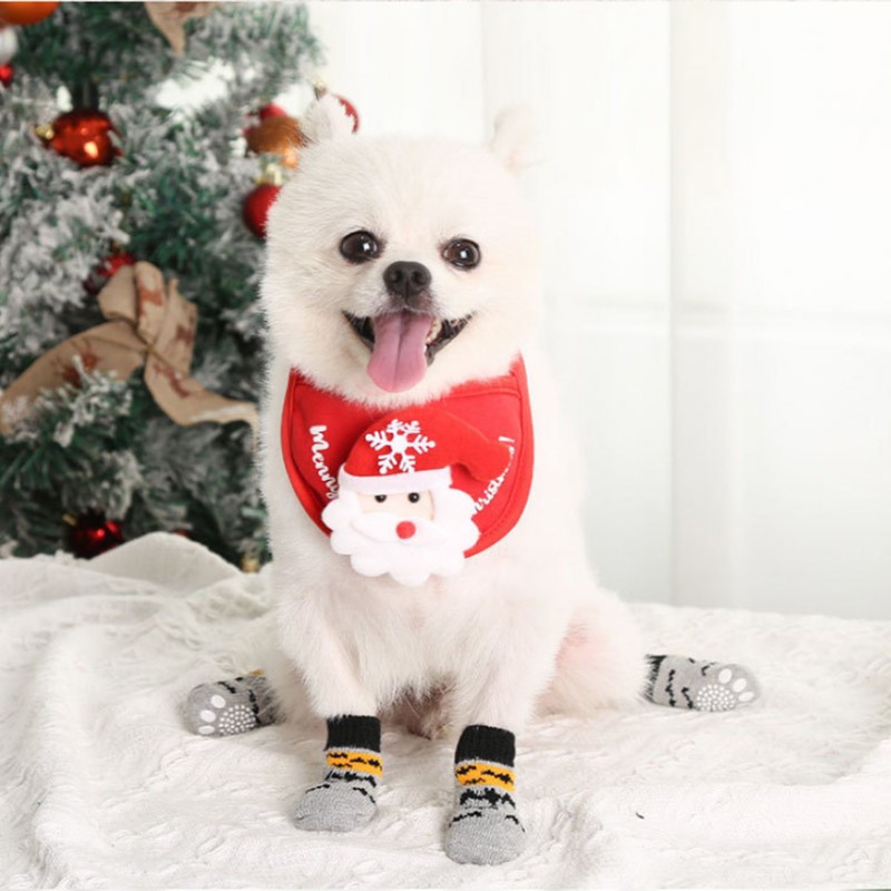 5 Pairs Christmas Dog Socks Cotton Scratch Resistant Prevent Slipping