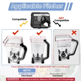 WARDFYT Locking Lid Replacement Compatible with Ninja BL660 BL770 NJ601AMZ Blender 72oz XL Pitcher NEW MODEL, Replacement NEWER Square Top Cover for Ninja 72 OZ Pitcher BL740 BL780 BL663CO BL771 BL772