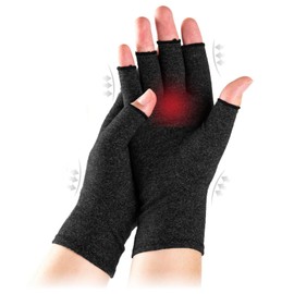 TFUSOM Arthritis Gloves for Women for Pain, Men and Women Fingerless Compression Wrap for Hand Pain and Osteoarthritis Compression Gloves,XL,Black