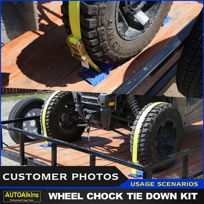 AUTOAlkins Wheel Chock Tie Down Kit, Trailer Tie Down Strap