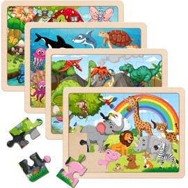 Puzzles for Kids Ages 4-6,Large 24 Piece Wooden Puzzles for Toddlers 2-4,Jigsaw Puzzles for Kids Ages 3-5 Boys Girls Learning Toys Gift,Wood Puzzles Ages 3 4 5 6