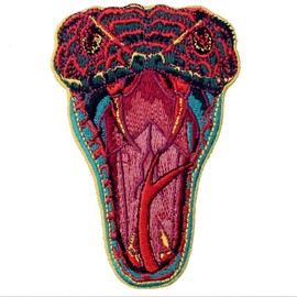 The Roaring Snake Patch Embroidered Applique Badge Iron On Sew On Emblem