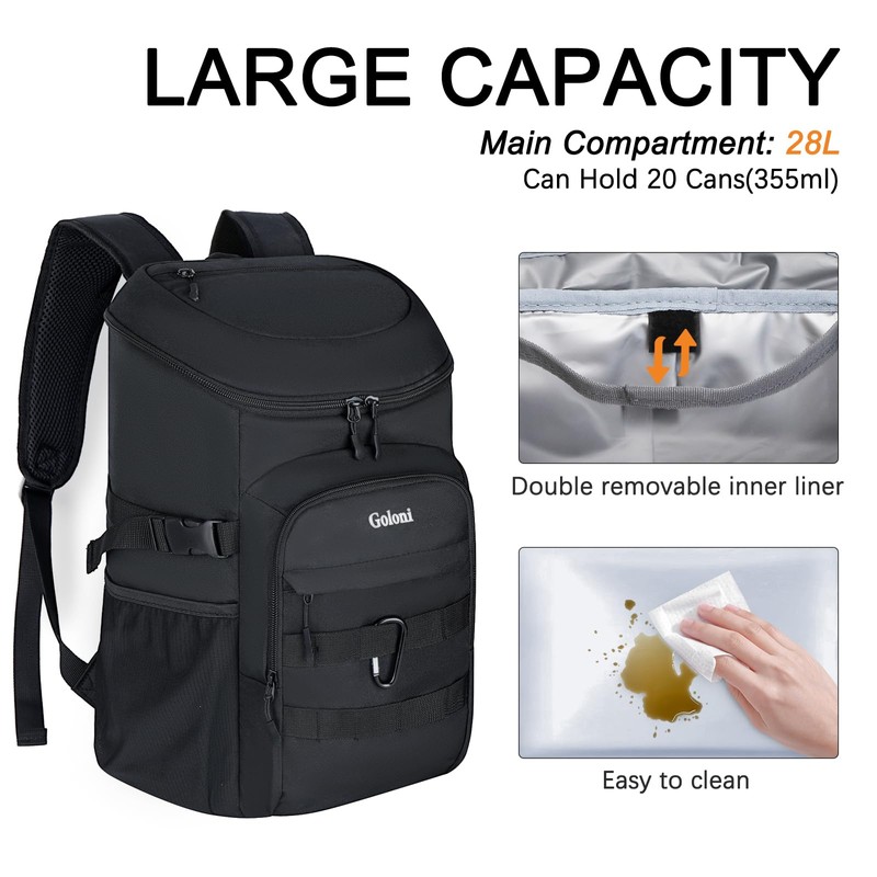 Upgraded Cooler Backpack 24 Cans – Lightweight Insulated Backpack Cooler,