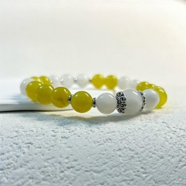 Zyh The ocean Natural Multi Stone Round Beaded Bracelet Hand Style Lucky Bracelet Gift set multiple styles (Style 2), 7.4