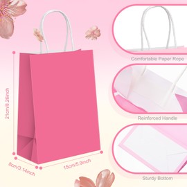 Humyoun 24 Pcs Pink Gift Bags Paper Goodies Bags with Handles Gradient Pink Candy Treat Gifts Wrapping for Baby Shower Wedding Birthday Party Supplies