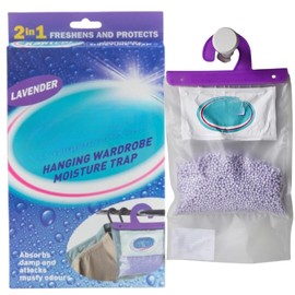 Citystores® KL Hanging Wardrobe Moisture Dehumidifier Trap Lavender Disposable Damp Absorber Bags Wardrobe Fresheners & Condensation Absorbers for Home, Bedroom, and Wardrobes Anti-Mould Dehumidifier