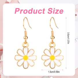 Daisy Flower Earrings for Women, Cute Sunflower Small Dangle Drop Earrings Gold Minimal Vintage Daisy Flower Hook Earrings Statement Jewelry Gift for Girls Teen Sweet Earrings