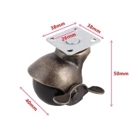 1.5 Inch Swivel Caster Wheels 360 Degree Rotating Ball Caters Wheel Top Plate Hooded Furniture Caster 44Lbs Capacity,Pack of 4 (Ball Caster + Brake)