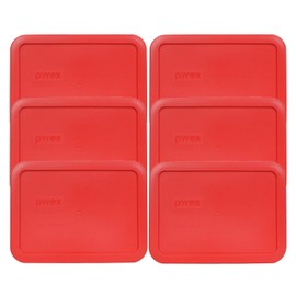 Pyrex Bundle - 6 Items: 7210-PC 3-Cup Red Plastic Food Storage Lids