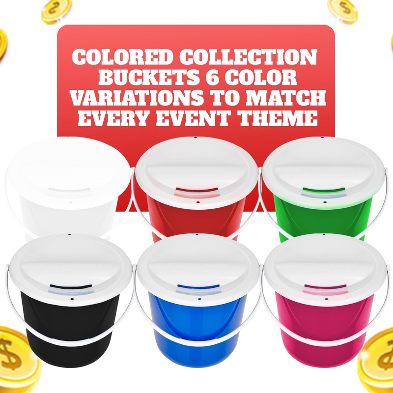 Plastic Street Charity Donation Can Coin Collection Bucket with 2