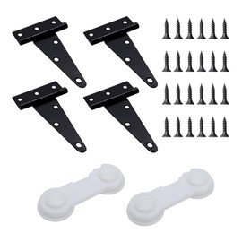 4 Door Hinges, 2 Protection Locks, Wood Hinges, Garden Door Hinges, Black Hinges, Exterior Door Hinges, Shed Door Hinges, Black Cabinet Door Hinges