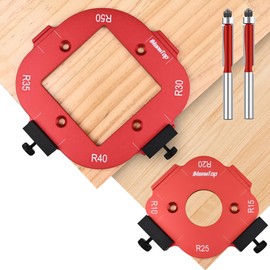 IMeanTop Router Corner Radius Template with 2 Trim Bit Aluminum Alloy Radius Jig Router Templates for Woodworking Router Corner Jig R10/R15/R20/R25/R30/R35/R40/R50 Use with Router Table