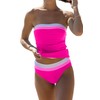 Beachsissi Women's Tummy Control Plain Strapless Block Colours Tankini Set,