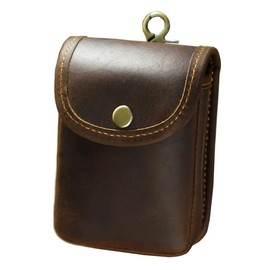 Holster Pouch, Durable Leather EDC Waist Bag for Coins, Car Keys, Headphones-Leather Double Deck Playing Card Case Fits Poker and Bridge Size Cards,