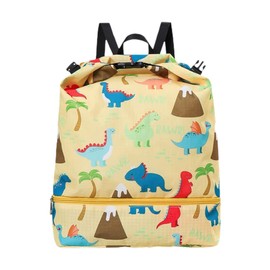 RiToEasysports Bolsa de Natación para Niños, Gran Capacidad, Impermeable, Tela Oxford, Mochila Separada en Seco y Húmedo para Caminar y Acampar (Dinosaurio Amarillo)