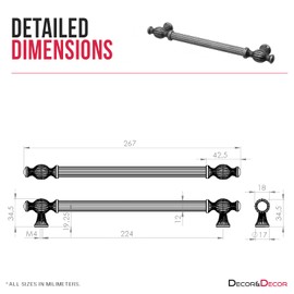 Decoranddecor Verna Traditional T-bar Antique Style Cabinet Pulls Drawer Handles Zinc (224mm Hole Center, Antique Silver/Pewter)