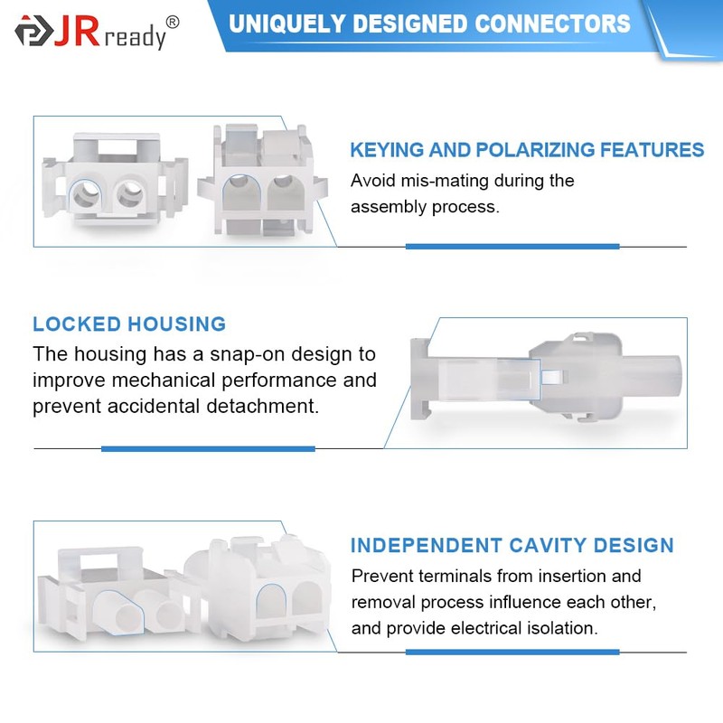 JRready ST6427 Power Connector 6 Pin (5 Matched Sets)，2.13mm Diameter