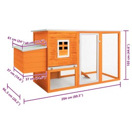 vidaXL Outdoor Chicken Coop with 1 Egg Cage - Durable Pine Wood Material, Waterproof Roof, Easy-Climb Ramp, Slide-Bolt Latch for Secure Locking - Brown