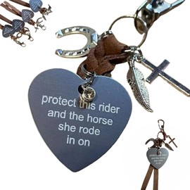 Protect This Rider And The Horse She Rode In On-Saddle Charm, Saddle Heart Charm, Equestrian Riding Gift,Horse Lovers Gift (She)