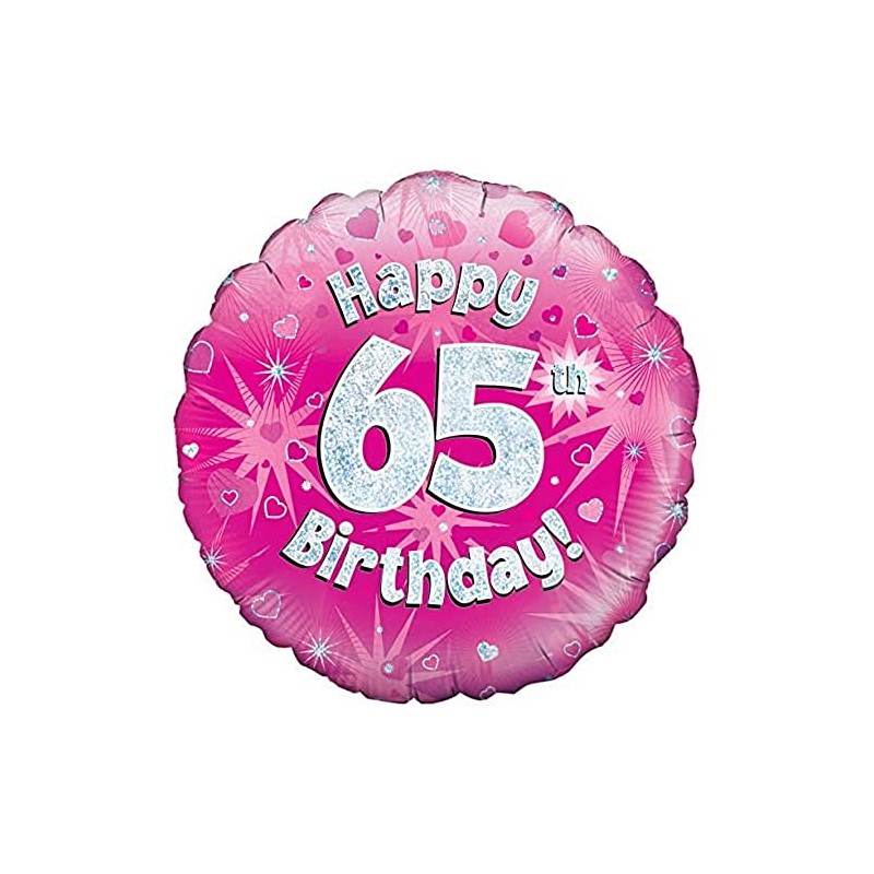 Oaktree UK Oaktree 18" Happy 65th Birthday Pink Holographic