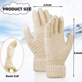 4 Pairs Women's Winter Touch Screen Gloves, Warm Fleece Lined Knit Gloves Elastic Cuff Winter Texting Gloves (Color B)