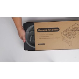 Cornmi 2-in-1 Slow Feeder Dog Bowl Adjustable Height Raised Pet Feeder for Cat & Dog