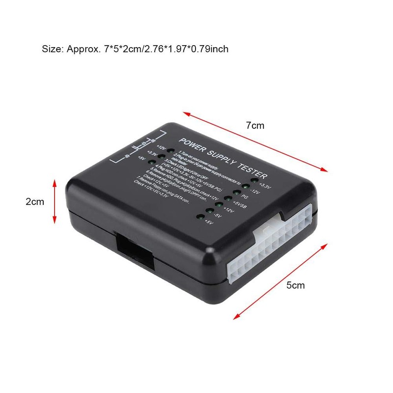 Garsent 24Pin Computer PC Power Supply Tester, PSU/ATX/SATA/HDD Connectors Power