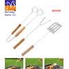 JMS® 3pcs/set Chrome BBQ Forks Roasting Sticks Wooden Handle Chicken