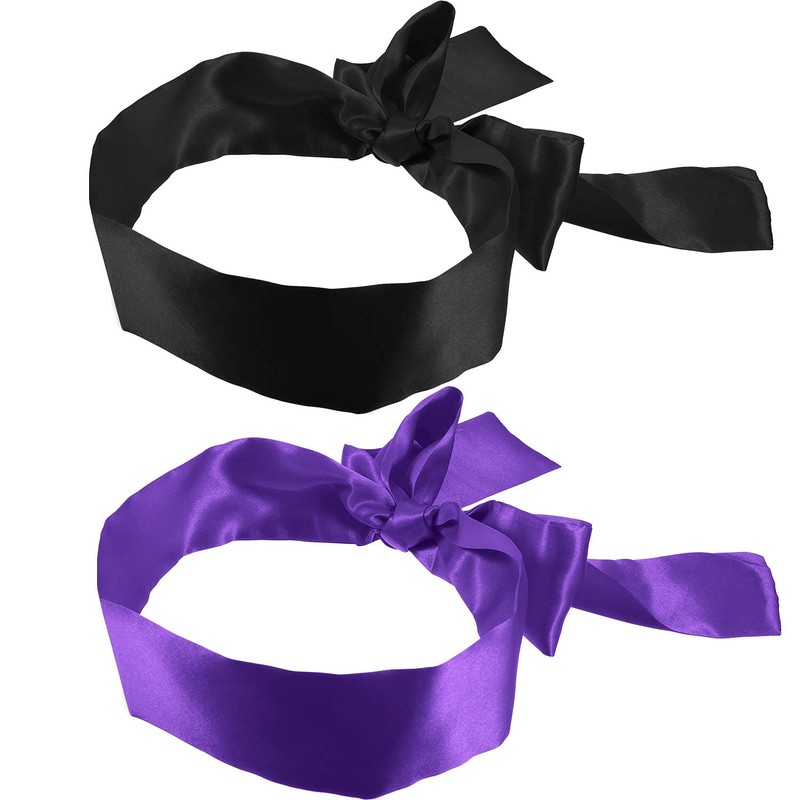 2 Pack Sleeping Mask Satin Eye Mask (Black and Purple)