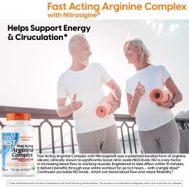 Doctor's Best Fast Acting Arginine Complex 60 Count Boost Nitric Oxide Blood ...