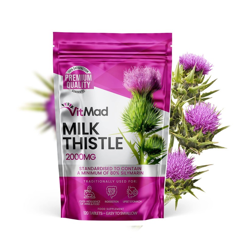 Milk Thistle Tablets - 80% Silymarin High Strength 2000mg 120