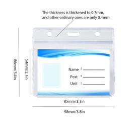 30 PCS Thickened Horizontal Id Card Holder with 30 PCS Blue Ianyard Soft Plastic Name Badge Holder Id Badge Holder