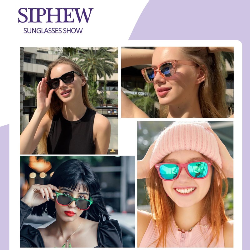 SIPHEW Polarized Square Sunglasses for Women, Trendy Classic Sun Glasses