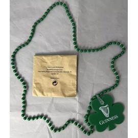 GUINNESS SHAMROCK 19" Party Necklace St Patrick's Day Mardi Gras Beads NEW