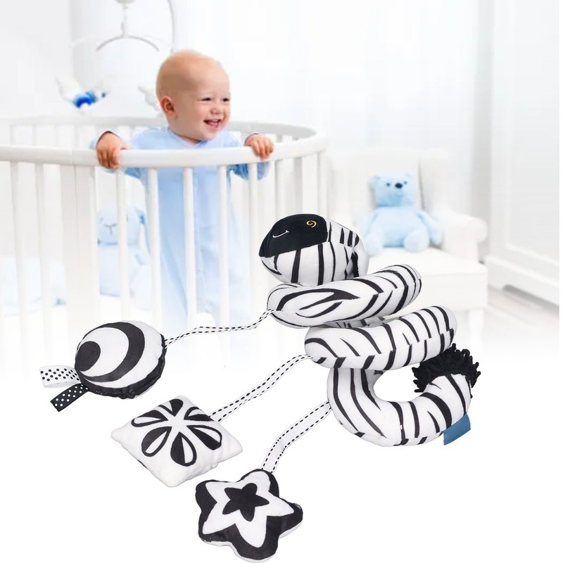 Baby Plush Animal Stroller Toys Black and White Spiral Activity