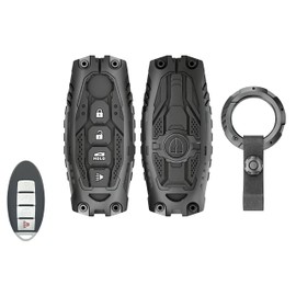 Zinc Alloy Heavy Key Fob Cover fit for Nissan Altima Maxima Murano for Infiniti FX35 G37 FX50 Q60 QX70 G25 G35 EX35 FX35 FX37 Q70 Keyless Entry Key Fob Protector (Black)
