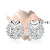 Sterling Sliver Love Heart Stud Earrings for Women Shiny Cubic