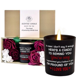 Rose Scented Candle 8oz with Gift Box – Anniversary, Wedding, Christmas, Birthday Gifts for Him, Her, Couples – Romantic Soy Wax Candle for Home Decor – Long-Lasting Aroma