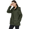 WenVen Women's Casual Lined Hooded Jacket Cotton Military Anorak (Army