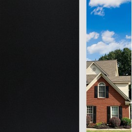 KESPEN Total Blackout Window Film Privacy Static Cling 100% Light Blocking Room Darkening Window Cover Heat Control Anti-UV Glass Sticker Window Tint for Home with Grid Line, 17.5 Inch X 6.5 Feet