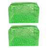 TotePrint Waterproof Transparent Makeup Bag Shiny Diamond Pattern Bag 2pcs, Green, Modern