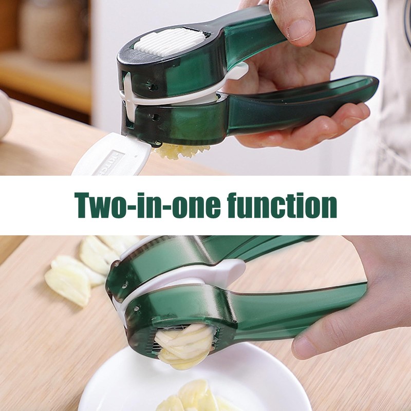 Garlic Press, 2-in-1 Garlic Crusher, Stainless Steel Garlic Press, with